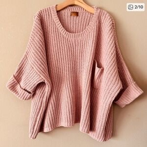 POL Anthropologie Chenille Chunky Knit Oversized Pocketed Sweater Size L